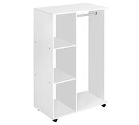 HOMCOM Armario con Ruedas y Barra para Ropa 80x40x128 cm Estantes de Almacenaje Blanco Ideal para Organización de Vestuario Aosom España