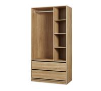 [en.casa] Armario Abierto Vippsaki Barra cajones 200x100x50cm Efecto Roble