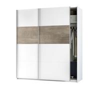 Habitdesign ARM182A - Armario 2 Puertas Correderas para Dormitorio o Habitación, Modelo Aikos, Acabado en Blanco Artik y Roble Alaska, Medidas: 180 cm (Largo) x 200 cm (Alto) x 60 cm (Fondo)