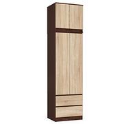 Armario AKORD S60 con altillo Wenge 60 cm 2 puertas 2 cajones frente en color Roble Sonoma 3 estantes 60x51x234 cm