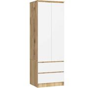 Armario AKORD S60 Roble Artisan 60 cm 2 puertas 2 cajones frente en color Blanco 1 estante 60x51x180 cm