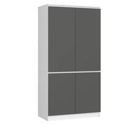 Armario akord s90 blanco 90 cm 4 puertas frente en color gris grafito 90x51x180 cm
