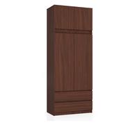 Armario akord s90 con altillo wenge 90 cm 2 puertas 2 cajones frente en color wenge 6 estantes 90x51x234 cm