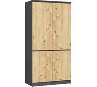 Armario AKORD S90 Gris Grafito 90 cm 4 puertas frente en color Roble Artisan 90x51x180 cm