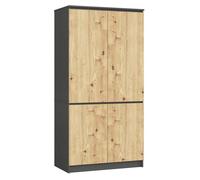 Armario akord s90 gris grafito 90 cm 4 puertas frente en color roble artisan 90x51x180 cm