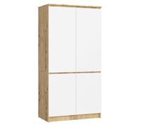 Armario AKORD S90 Roble Artisan 90 cm 4 puertas frente en color Blanco 90x51x180 cm