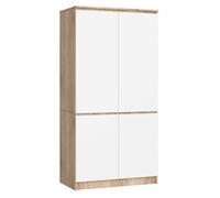 Armario akord s90 roble sonoma 90 cm 4 puertas frente en color blanco 90x51x180 cm