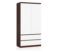 Armario akord s90 wenge 90 cm 2 puertas 2 cajones frente en color blanco 4 estantes 90x51x180 cm