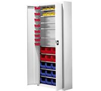 Armario-almacén con cajas visualizables mauser, H x A x P 1740 x 680 x 280 mm, 48 cajas, monocolor