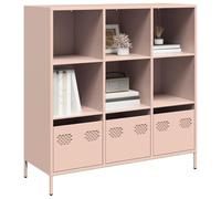 Armario almacenaje aparador de Cocina homcom alacenaAparador de Acero Rosa 101,5x39x103,5 cm