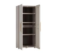 Armario alto baldas de polipropileno con 2 puertas y 3 baldas en beige 182x80x45cm