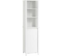 SoBuy BZR102-W armario alto con armario de baño plegable armario de baño armario de lavandería estrecho estante de baño muebles de baño BLANCO