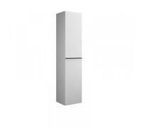 Armario alto burgbad Fiumo, con 2 puertas, bisagra derecha, 1600 x 350mm, HSLW035RF3956G0200, Color: Blanco mate / Blanco mate, mango negro mate G0200