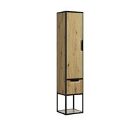 Armario alto burgbad Vry, 1 puerta, bisagra izquierda, 1 cajón, compartimento abierto, anchura 360mm, SGWN035LF6020G0253, Color: Decoración urbana en roble