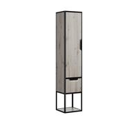 Armario alto burgbad Vry, 1 puerta, bisagra izquierda, 1 cajón, compartimento abierto, anchura 360mm, SGWN035LF6021G0253, Color: Roble decoraciÃ³n plata