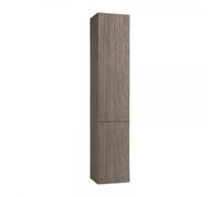 Armario alto burgbad Yumo, con bisagras a la izquierda, 2 puertas, anchura: 350mm, manilla G0179, HSKE035LF3194G0179, Color: Acrílico Gris Alto Brillo / Melamina Gris Alto Brillo