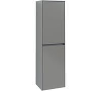 Armario alto Collaro de Villeroy & Boch, 1 puerta, bisagra izquierda, con cesto para ropa sucia, 454x1538x349mm, C03400VN, Color: Frente/carcasa: Gris Cachemira, mango: Gris Cachemira