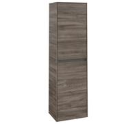 Armario alto Collaro de Villeroy & Boch, 1 puerta, bisagra izquierda, con cesto para ropa sucia, 454x1538x349mm, C03400RK, Color: Frontal/carcasa: Roble piedra, Mango: Grafito