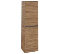 Armario alto Collaro de Villeroy & Boch, 1 puerta, bisagra izquierda, con cesto para ropa sucia, 454x1538x349mm, C03400RH, Color: Frente/carcasa: Roble de Kansas, mango: Grafito