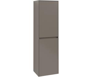 Armario alto Collaro de Villeroy & Boch, 1 puerta, bisagra izquierda, con cesto para ropa sucia, 454x1538x349mm, C03400VM, Color: Frontal/carcasa: taupe, asa: Taupe