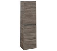 Armario alto Collaro de Villeroy & Boch, 1 puerta, con bisagra a la derecha, con cesto para ropa sucia, 454x1538x349mm, C03401RK, Color: Frontal/carcasa: Roble piedra, Mango: Grafito