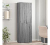 Armario alto de almacenamiento de cocina de 2 puertas, armario de escoba Sonoma de madera gris, 60 x 35 x 180 cm, versátil para uso doméstico y de oficina