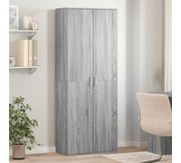 Armario alto de almacenamiento de cocina de 2 puertas, armario de escoba Sonoma de madera gris, 60 x 35 x 180 cm, versátil para uso doméstico y de oficina