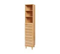 [en.casa] Armario Alto de Baño Epind Mueble Alto de Baño con 1 Puerta y 3 Compartimentos Mueble Auxiliar 180 x 33 x 30 cm Bambú - Natural
