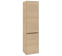 Armario alto Subway 3.0 de Villeroy & Boch, 1 puerta, bisagra a la derecha y 1 tapa de lavadero, 400x1710x362mm, C59301VJ, Color: Frontal/carcasa: roble nórdico, mango: negro volcán