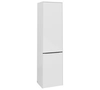 Armario alto Subway 3.0 de Villeroy & Boch, 1 puerta, bisagra izquierda y 1 tapa de lavadero, 400x1710x362mm, C59201VE, Color: Frontal/carcasa: Blanco Brillante, mango: Negro Volcán