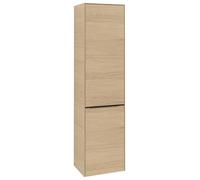 Armario alto Subway 3.0 de Villeroy & Boch, 1 puerta, bisagra izquierda y 1 tapa de lavadero, 400x1710x362mm, C59201VJ, Color: Frontal/carcasa: roble nórdico, mango: negro volcán