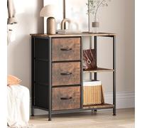 Armario archivador con 3 cajones, armario de oficina con 2 compartimentos abiertos, soporte para impresora para documentos DIN A4, tamaño carta, armario multiusos de diseño industrial, 70 x 29 x 75 cm