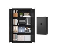 Armario archivador metálico 80 x 40 x 140 cm con cerradura Negro Mate