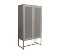 [en.casa] Armario Archivador Sund Mueble de Oficina con 2 Puertas de Malla y 3 Compartimentos Aparador para Sala Taller con 2 Estantes Acero 150x80x40 cm - Gris