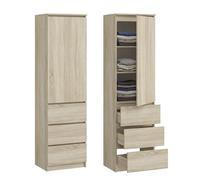 Armario, armario de vestíbulo, armario multiusos con 3 estantes y 3 cajones | armario compacto y funcional para dormitorio, pasillo o estudio | 50x40x180 cm (AxPxH) | Sonoma