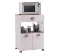 Armario auxiliar de cocina bajo con 2 puertas y 1 cajón en color blanco mate y roble estilo nórdico 60x90x41 cm 90 cm