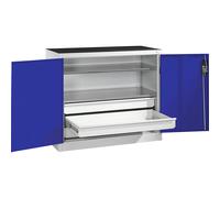 Armario auxiliar de taller con puertas batientes y cajones C+P, H x A x P 1000 x 1200 x 500 mm