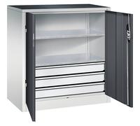 Armario auxiliar de taller con puertas batientes y cajones C+P, H x A x P 1000 x 930 x 500 mm