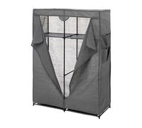 Armario auxiliar de tela con 2 estantes y bolsillos color gris 110x155 cm