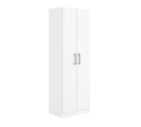 Armario auxiliar multiusos alto con 2 puertas abatibles y 4 espacios interiores en color blanco mate 61x170 cm 170 cm
