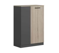 Miroytengo Armario Auxiliar Oficina Nibis 2 Puertas Estilo Industrial Roble Sonoma y Gris Antracita 80x116x40 cm
