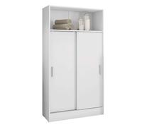 Armario auxiliar para baño multiusos con 2 puertas correderas en melamina color blanco 81x157 cm 157 cm