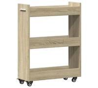 Armario Auxiliar vidaXL Roble Sonoma 60x22x79 cm, Armario de almacenaje, Organizador del hogar, Aparador con Ruedas Madera ingeniería Roble Sonoma
