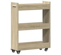 Armario Auxiliar vidaXL Roble Sonoma 60x22x79 cm, Armario de almacenaje, Organizador del hogar, Aparador con Ruedas Madera ingeniería Roble Sonoma