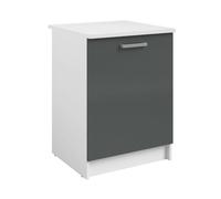 Miroytengo Armario Bajo Cocina, Módulo Inferior Vetro 1 Puerta Gris Brillante y Blanco 60x84x60 cm