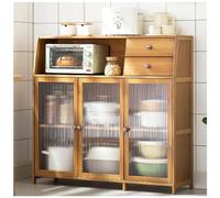 Armario bajo de despensa de cocina con cajón y estante abierto para microondas, armario que ahorra espacio para comedor, sala de estar y lavandería, almacenamiento de alimentos, 69 x 98 cm y 101 x 98