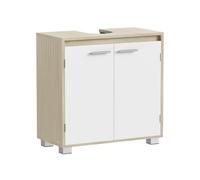 Armario Bajo Lavabo 30 x 60 x 60 cm Beige Natural y Blanco Nube