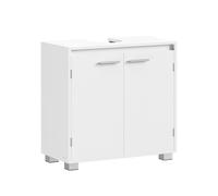 VASAGLE Armario Bajo Lavabo, Mueble de Baño, 2 Compartimentos Detrás de Las Puertas, para Diferentes Tipos de Lavabos, con Pies, 30 x 60 x 60 cm, Blanco Nube BBK506W01