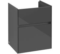 Armario bajo lavabo Collaro de Villeroy & Boch, 2 extraíbles, centro lavabo, 460x546x374mm, C00600FP, Color: Frontal/carcasa: gris brillante, asa: Grafito