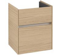 Armario bajo lavabo Collaro de Villeroy & Boch, 2 extraíbles, centro lavabo, 460x546x374mm, C00600VJ, Color: Carcasa/frontal: roble nórdico, tirador: Gris cachemira